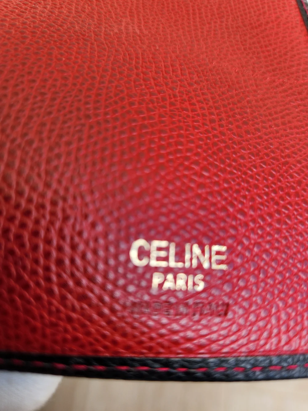 Celine Paris Red Leather Card/ Passport Holder/long Bifold Wallet